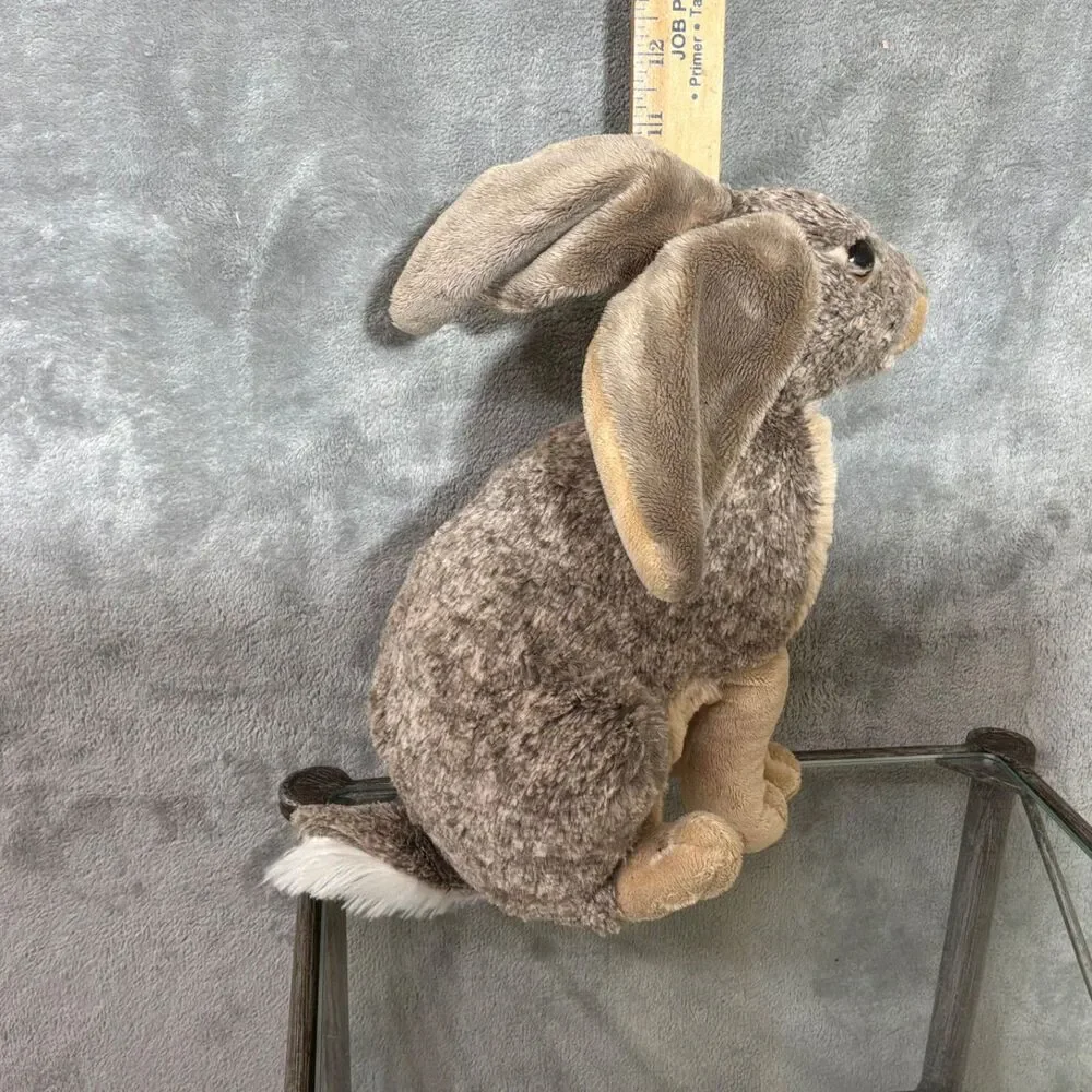 Wild Republic Realistic Rabbit Plush 12” Brown Hare  Stuffed Animal wired ears